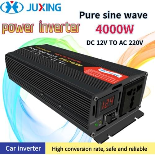 JUXING 4000W Car Power Inverter DC12V/24V/48V/60V to AC 220V Converter With Display Use for Vehicle/ Truck Pure Sine Wave