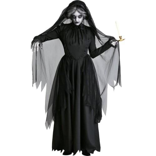 Lady Evil Witch Costume Gothic Vampire Graveyard Corpse Bride Role Play Cosplay Fancy Party Dress Carnival Halloween