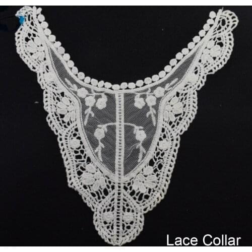 Lace false collar white embroidered fake lace collar trim diy women applique sewing supplies african guipure lace collars#3628