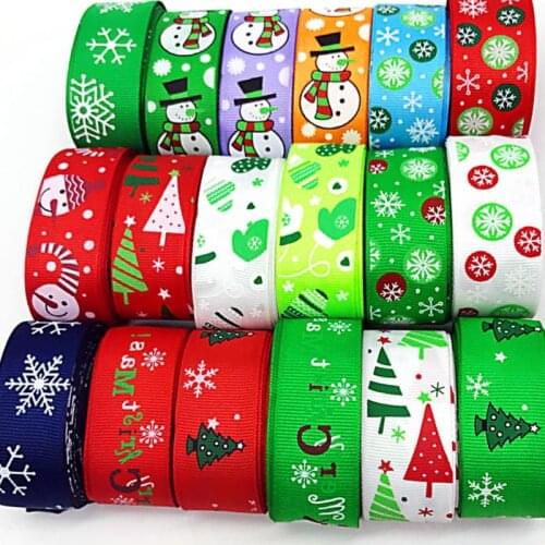 1 '25mm Christmas Ribbon 4.5m Christmas Tree Snow/Snowman/Gloves DIY Handmade Material Tiaras Bow Tie Party Decor grosgrain