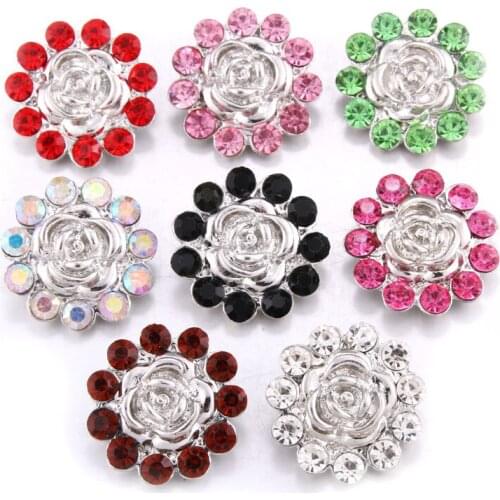 Newest Color Crystal Snaps Button Jewelry Metal Big Flower Charms Jewelry Fit 18mm Bracelet Bangles Snap Jewelry Women Gift