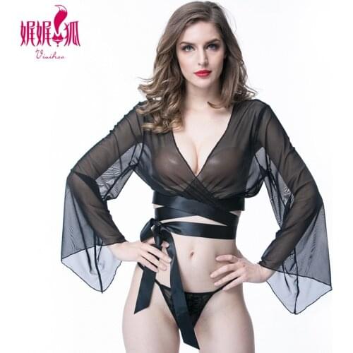 2018 Newest sexy lingerie yarn perspective temptation underwear suit belt collection waist sexy transparent net gauze costumes