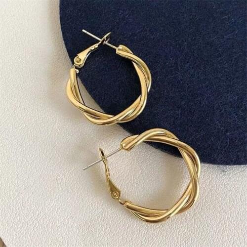 Punk Gold Color Interlocking Hoop Earring For Women Big Circle Earring Fashion Thick Chain Statement Statement Fashion Earrings
