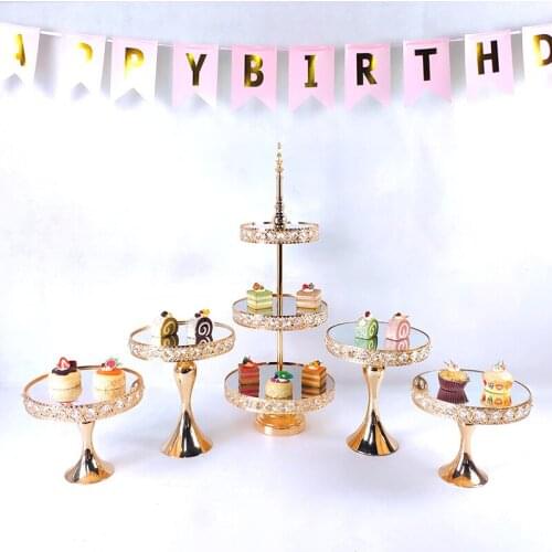 2020 hot gold 4-6pcs electroplate Wedding cake stand set Stand Dessert Birthday Party Dessert Cupcake Plate Rack