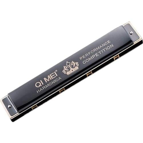 QIMEI Polyphony Harmonica 24 Hole Key of C Professional Playing Competition Tremolo Harmonica