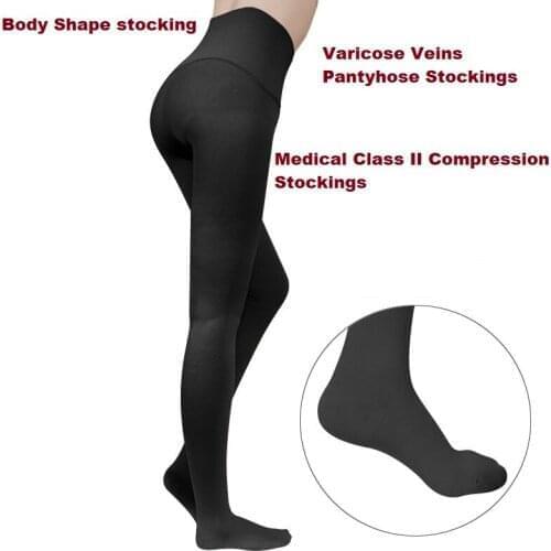 Real Medical Class II Compression Abdomen Stockings Varicose Veins Pantyhose Mention Hip Stockings Body Shape