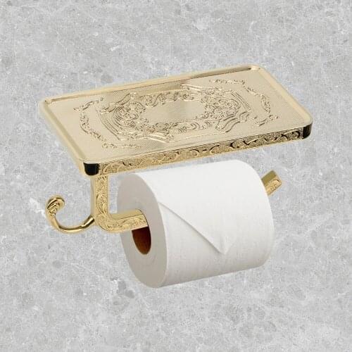 Carved Bathroom Hardware Multifunction Roll Holder Toilet Paper Box Wall Mount Toilet Paper Holder Mobile Phone Holder