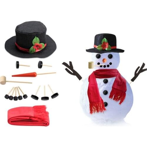 Christmas Snowman Accessories Snow Day Children Toy Dress Costumes 1 Set Hat Scarf Nose Button for Christmas Decoration JL95