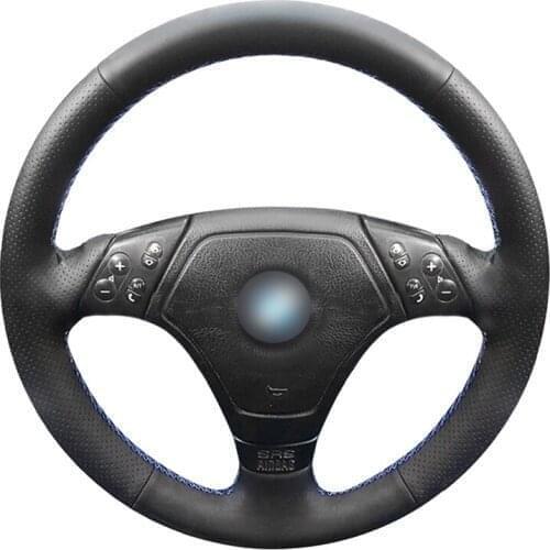 Hand-stitched Black Genuine Leather Car Steering Wheel Cover for BMW E36 1996 1997-2000 E46 1998-2000 Z3 E36/7 1995-1999