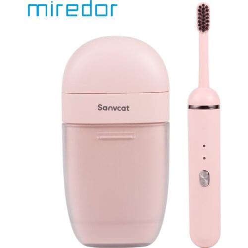 Miredor Sanvcat Portable Capsule Elctric Toothbrush Rechargeable Adult Sonic Brush IP67 Waterproof With Sterilization Travel Box