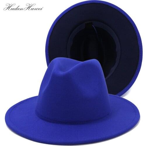 2020 Hot Sell Patchwork Jazz Panama Woolen Felt Fedora Hat with Wide Brim Women Men Elegant Hat and Caps