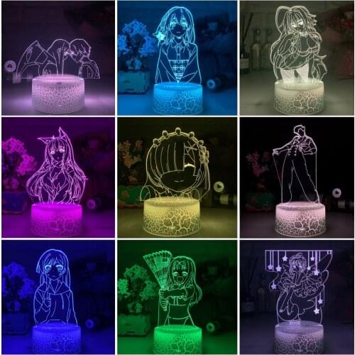 SOLOLANDOR Newest Japanese anime Led Night Lights for Bedroom Decor Gift Nightlight Waifu Table 3d Lamps Factory Dropshipping