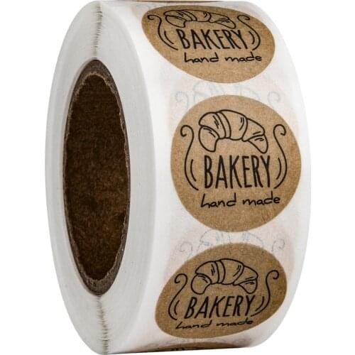 50-500pcs volume kraft paper hand made stickers "bakery" scrapbooking for Cookie boxes seal labels sticker cute stationery