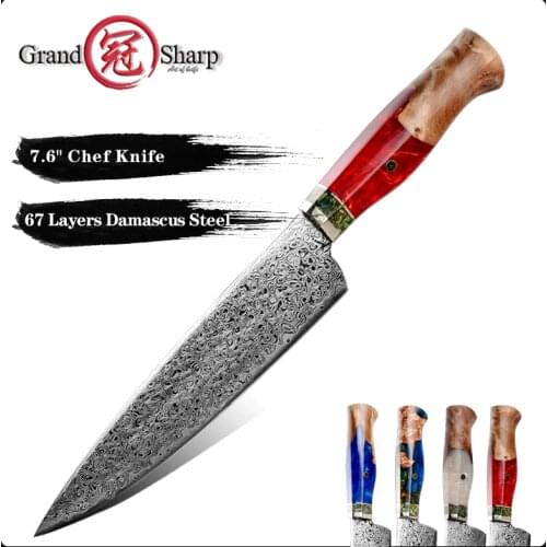 Grandsharp 7.6 Inch Japanese Chef Knife vg10 Damascus Kitchen Knife Vegetables Meat Cutter Kitchen Cooking Knives Gift Box