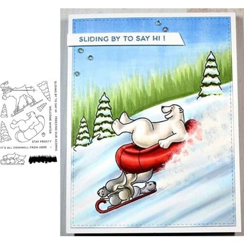 Animals Skiing Clear Stamps for Scrapbooking Card Making Silicone Craft Stamps Transparent New 2020