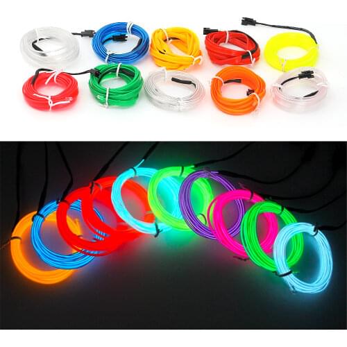 Car EL Wire LED Light Interior Ambient LED Strip Neon Lighting Garland Wire Rope Tube Decoration Flexible Tube Colors Auto Led