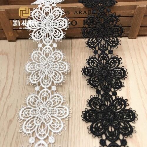 1yard Wide 5.5cm Flower Embroidered Lace Trims Clothing Embroidery Accessories Water Soluble Mesh Lace Ribbon Diy Appliques