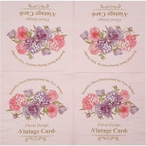 20 Vintage beautiful table napkins paper floral tissue flower pink purple decoupage wedding even party servilletas decor towel