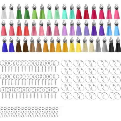 200Pcs DIY Round Acrylic Keychain Blanks Acrylic Clear Circle Discs Keychain Set for DIY Keychain Vinyl Crafting