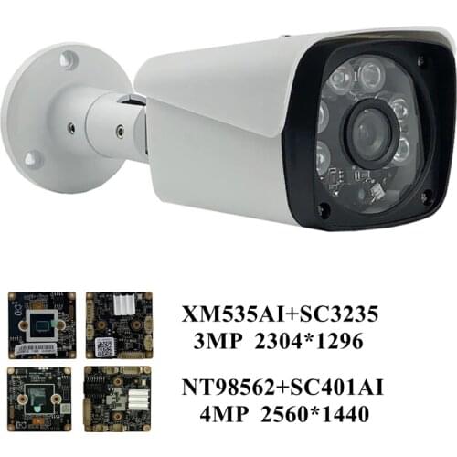 4/3MP IP Outdoor Metal Bullet Camera IP66 NT98562+SC401AI 2560*1440 Infrared IRC VMS XMEYE H.265 ONVIF P2P Cloud Radiator