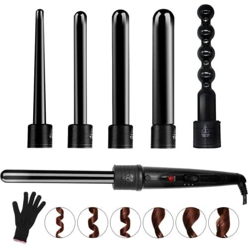 6 In 1 Hair Curler Looper Hair Waver Electric Step Hair Curler Rotating Curling Iron Curling Iron for Afro Curls