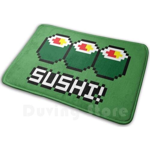 8 - Bit Sushi Soft Non-Slip Mat Rug Carpet Cushion Pixel 8 Bit Byte Sushi Nori Roll Rice Japanese Maki Nigiri Retro