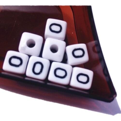 New Arrival 10*10MM Single Letter O Printing Acrylic Beads 550PCS/Lot Square Cube Plastic Alphabet Letter beads for Phone Chain