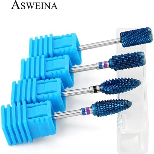 ASWEINA 1pc Blue Carbide Nail Drill Bits Nail Files Milling Cutter Bur Manicure Apparatus Cutters for Manicure Nail File Tool