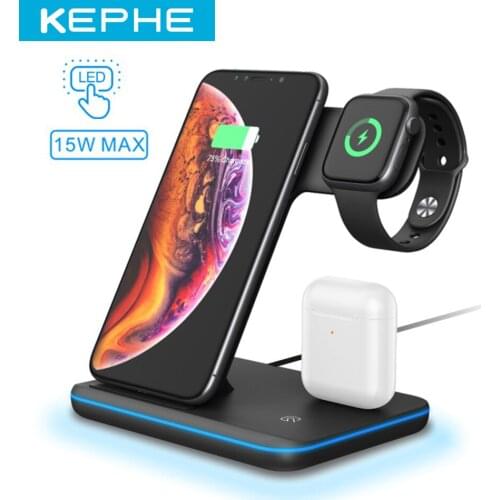 3 in 1 15W Qi Wireless Charging Dock Station Bracket Holder Charger For iPhone 12 11 XS Max XR X For AirPods Apple Watch 4 3 2 1