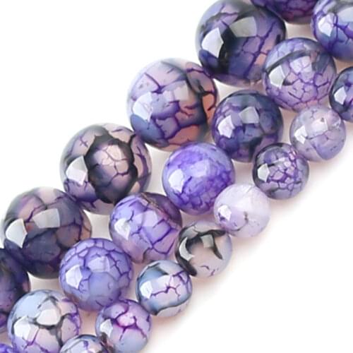 Natural Stone Beads Smooth Dream Frost crystal Purple Dragon Veins Agates Beads For Jewelry Making DIY Bracelet 15'' 6/8/10mm
