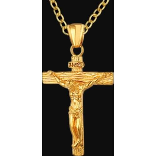 SUMENG New Paragraph Fashion necklace Cross Pendant Necklace Jesus gold mens stainless steel chains Christian Jewelry Gifts