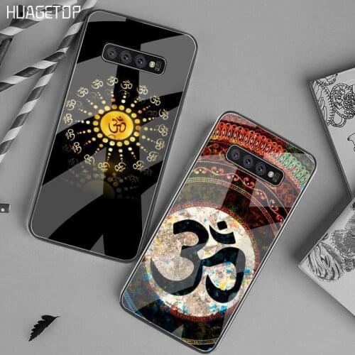 HUAGETOP Aum Om Yoga Luxury Phone Case Tempered Glass For Samsung S20 Plus S7 S8 S9 S10 Plus Note 8 9 10 Plus