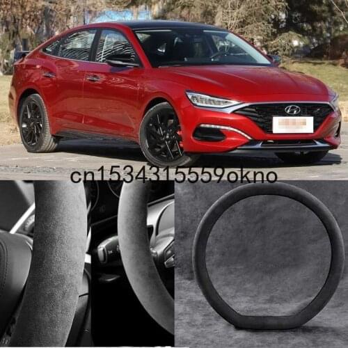 Car Steering Wheel Cover For Hyundai LA FESTA Black Alcantara Suede Car Accessories