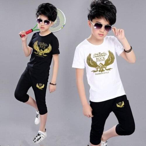2020 Summer Boys Kids Clothes Baby Short Sleeve Cotton T-Shirt + shorts Pants Halloween Teenager Sport 5 6 7 8 9 10 11 12 Year