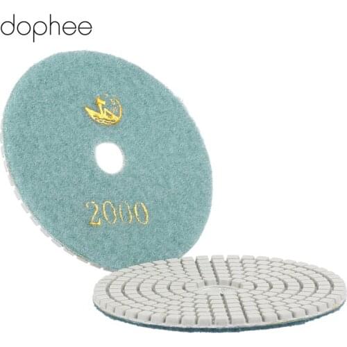 Dophee Grits #2000 100mm/4" Professional Wet/Dry Granite Concrete Marble Limestone Diamond Polishing Pads Disc Sander Sky Blue