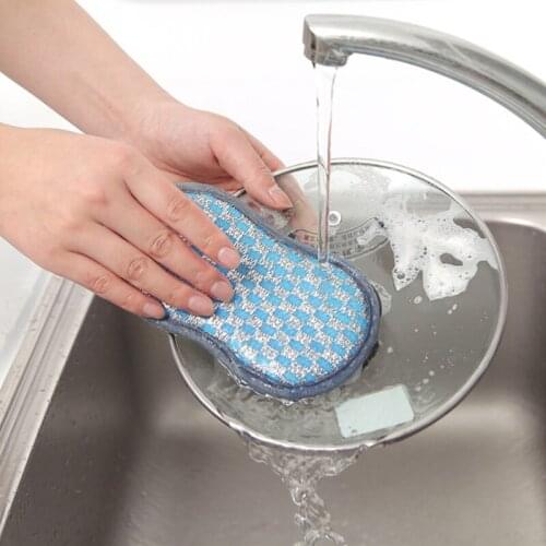 Double-sided Magic Dishwashing Sponge Scouring Pad Kitchen Cleaning Brush Bowl Brush Pot Artifact Household Cleaning Tools