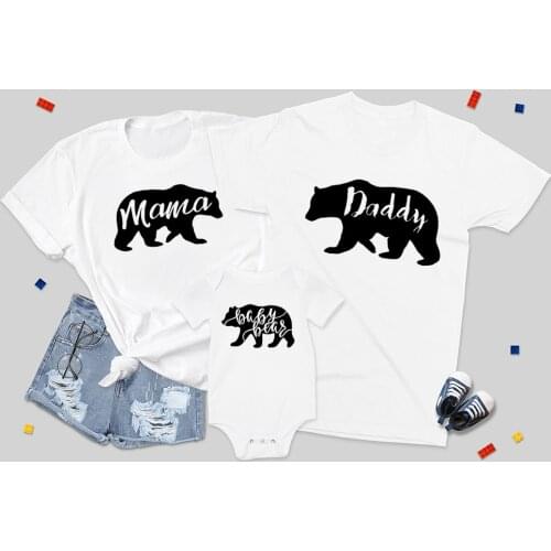 Mama Bear Daddy Bear Baby Bear Family T-shirt Set Matching Shirts Cute BFFs Besties Set Childrens Father and Son Fathers Day