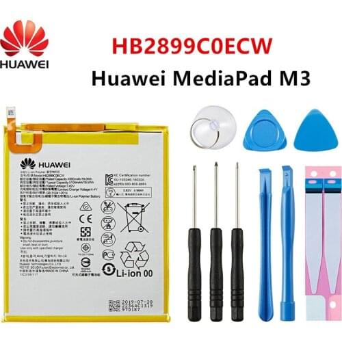 Hua Wei 100% Orginal HB2899C0ECW 5100mAh Tablet Battery For Huawei MediaPad M3 8.4" BTV-W09 BTV-DL09 SHT-AL09 SHT-W09 +Tools