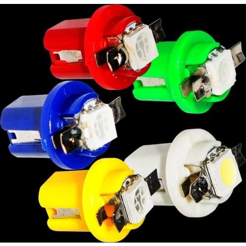 10pcs T5 B8.5D 8.5D B8.5 1 LED 5050 SMD car Dashboard warming indicator Wedge Light Bulb Auto Lamp Instrument lights 12V DC