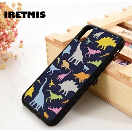 Iretmis 5 5S SE 6 6S Soft TPU Silicone phone case cover for iPhone 7 8 plus X Xs 11 Pro Max XR Dinosaur Pattern