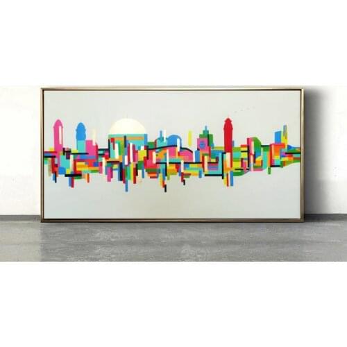 Jerusalem Abstract Painting On Canvas Acrylic Gold Leaf Jewish Art Wide Painting Large Canvas Painting Handmade Paintings Art