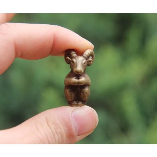 China 100% Pure Bronze Zodiac Aniaml Amulet Beast Sheep Goat Statue Sculpture