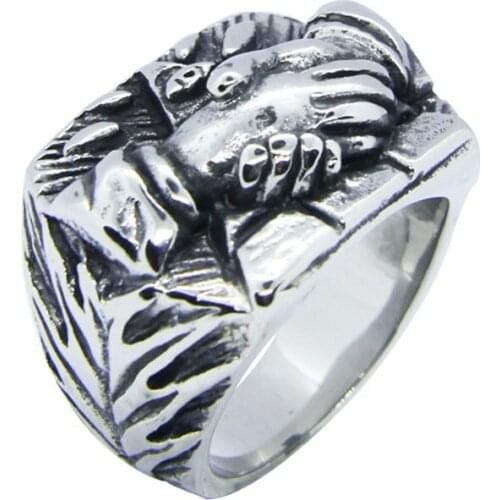Rany&Roy Newest Handshake Peaceful Ring 316L Stainless Steel Jewelry Punk Style Hot Selling Friendship Ring
