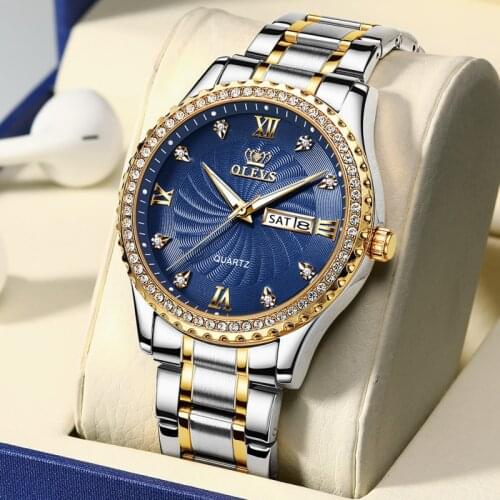 Diamond Inlaid Stainless Steel Wristwatchman Quartz Watch Business Watch Waterproof Date Mens Watch 5565