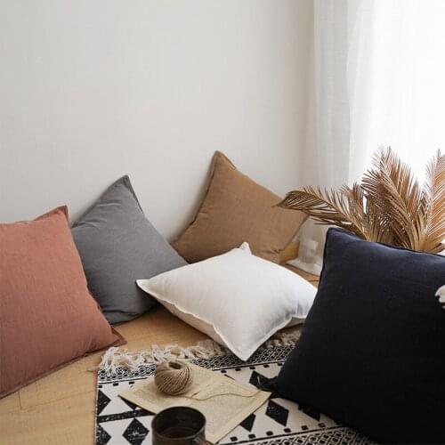Flax Cushion Cover Pillowcase Solid Color Pillow Case Cojines Decor Sofa Throw Pillows Room Pillow Cover Decorative