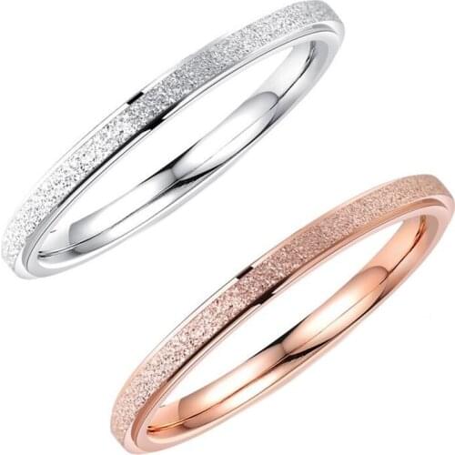 MANGOSKY 1-6mm Rose Gold Brush Finish Titanium Stainless Steel Ring Engagement Wedding Charm Rings Men Women Couples Tail Ring