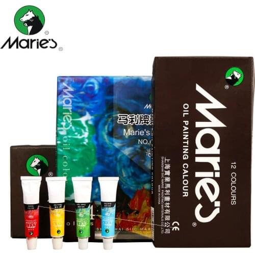 Maries Art Oil Paint Set 12/18/24 Colors 12ML Pigment Strong Coverage Children Students Painting