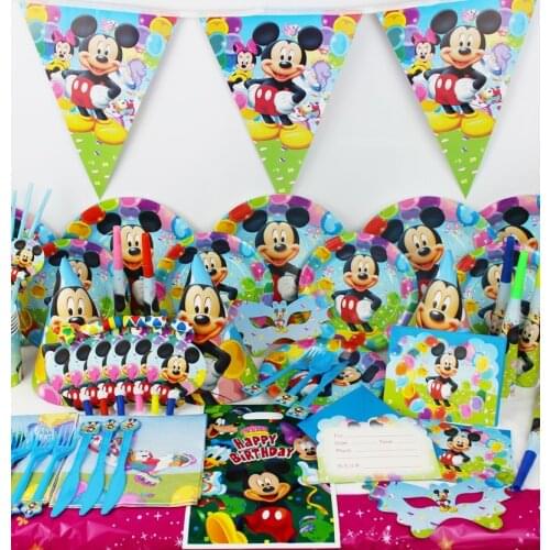 Mickey Mouse Kids Birthday Cartoon Theme Tableware Party Supplies Festival Decoration Favors For Boys And Girls Baby Shower Hot