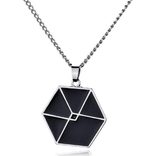 Fashion Korean Exo Necklace High Quality Black Enamel Chain Necklace For Boys&Girls Gifts Wholesale 12pcs/lot