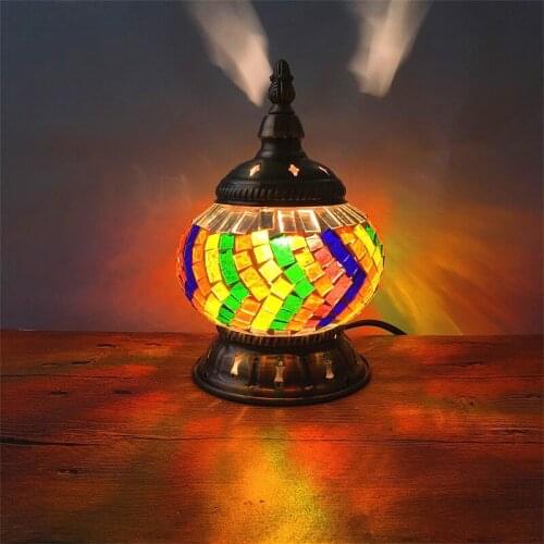 Newest Turkish Mosaic Table Lamp Vintage Art Deco Handcrafted Lamparas De Mesa Glass Romantic Bed Light Desk Lamp Home Decor